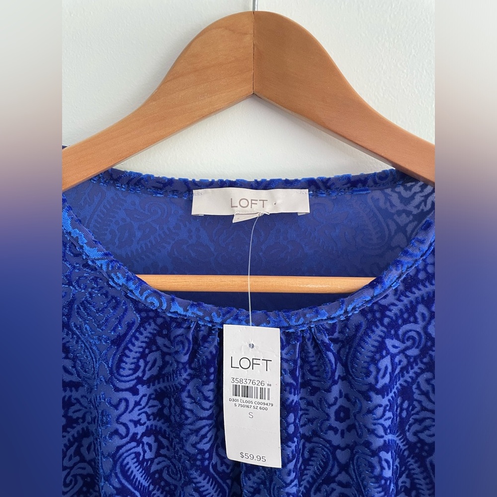 NWT LOFT Royal Blue Textured Blouse
